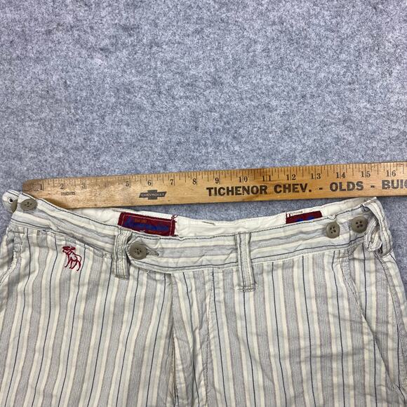Abercrombie & Fitch shorts men’s 30‎ vintage white stripe retro Y2K adjustable - Picture 15 of 16